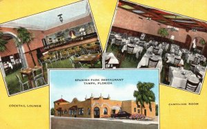 Vintage Postcard 1946 Spanish Spark Restaurant Old Spain Free Park Tampa Florida