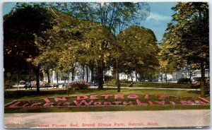 Postcard - Naval Flower Bed, Grand Circus Park - Detroit, Michigan