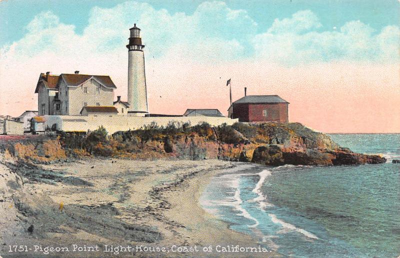 Pigeon Point Light House, Coast of California, Early Postcard, Unused