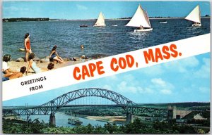 1963 Large Letter Greetings From Cape Cod Massachusetts Shores Posted Postcard