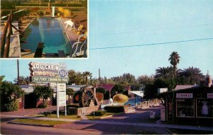 Log Cabin Motel Swimming Pool Phoenix Arizona 1950s Postcard Petley 20-11459