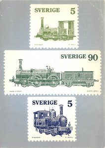 Three Old Swedish Steam Locomotives , From Booklet For Automatic Stamp Vendin...