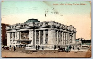 Postcard Ottawa Ontario c1913 Grand Trunk Railway Station *as is*