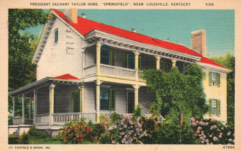 Vintage Postcard 1953 President Zachary Taylor Home Springfield Louisville KY