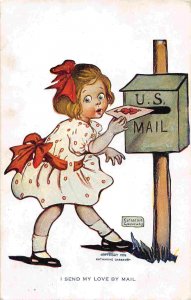 Send My Love Letter Mail Box Artist Signed Katharine Gassaway 1909 postcard