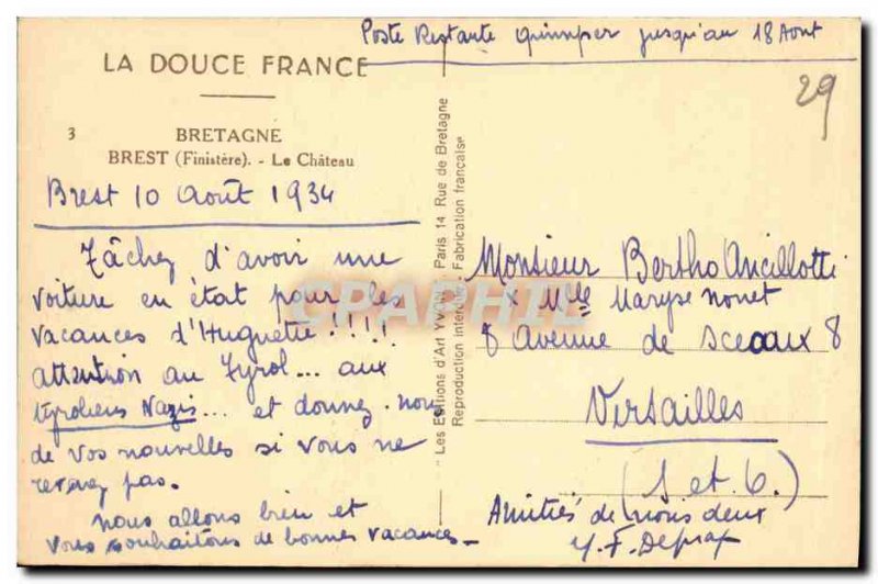 Old Postcard Britain Breast Le Chateau