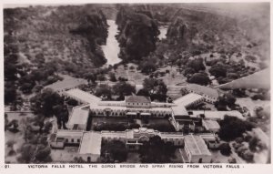 Rhodesia Victoria Falls Hotel Real Photo Birds Eye Aerial Postcard