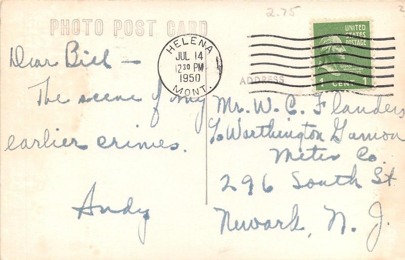 Helena Montana~Civic Center from Across Street~Tall Tower~1950 RPPC Postcard