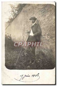Fantasy - Men - Young Man relaxing against wall - Old Postcard