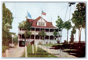 Davenport Iowa Postcard The Inn Black Hawks Watch Tower Exterior 1908 Vintage