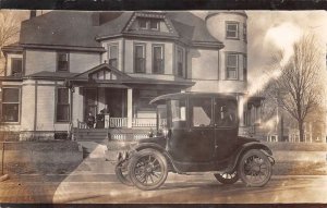 Car Automobile in Front of House Real Photo Vintage Postcard AA71516