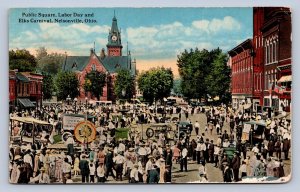 J88/ Nelsonville Ohio Postcard c1910 Athens Co Public Square Elks Carnival 22