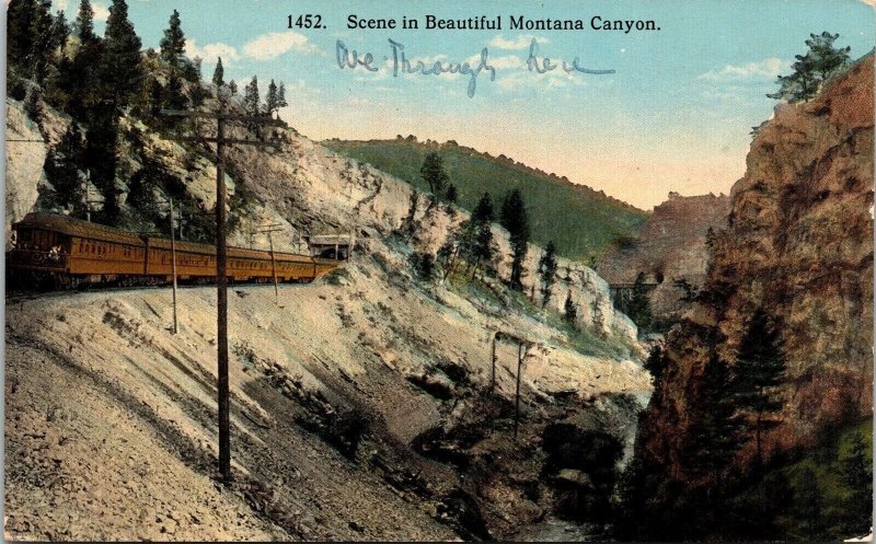 Beautiful Montana Canyon Train Traveling Forestry Mountains Postcard Unused UNP 