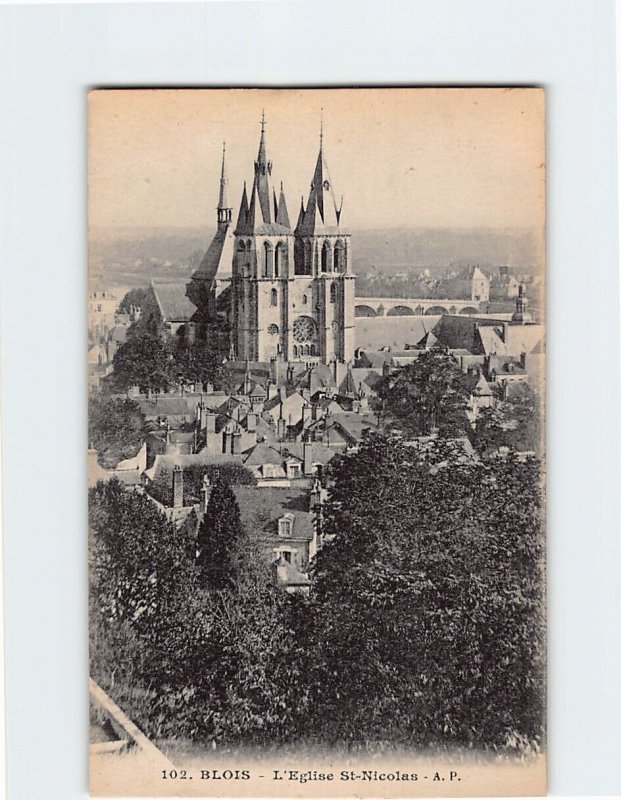 Postcard L'Eglise St-Nicolas, Blois, France