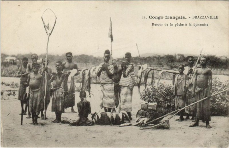 PC ETHNIC TYPES BRAZZAVILLE RETOUR DE LA PECHE DYNAMITE FRENCH CONGO (A22901)