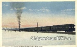 Western Pacific Train Crossing, Great Salt Lake, Utah, UT USA Trains, Railroa...