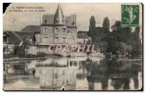 Old Postcard Moret sur Loing The River downstream from Bridge