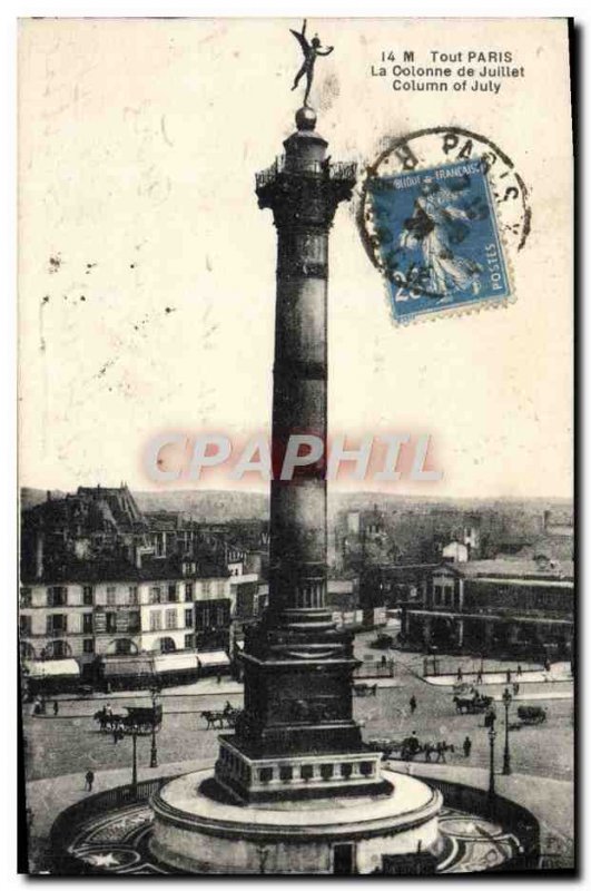 Old Postcard Paris The July Column