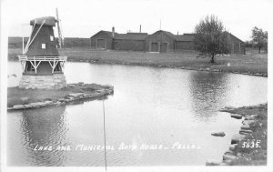 Lake Municipal Bath House 1940s Pella Iowa RPPC #5635 Photo Postcard 12059