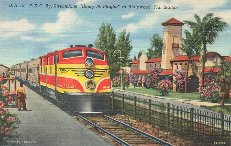 Streamliner Florida East Coast FEC Henry Flagler Hollywood FL Station VTG 