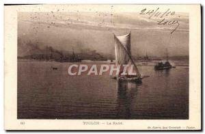 Old Postcard Bateau Toulon harbor