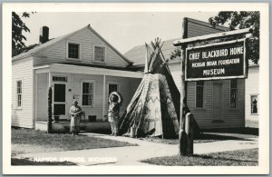 HARBOR SPRINGS MI AMERICAN INDIAN CHIEF MUSEUM ANTIQUE REAL PHOTO POSTCARD RPPC