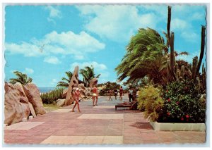 1960 Gardens of the Aruba Caribbean Hotel Casino Palmbeach Aruba Postcard