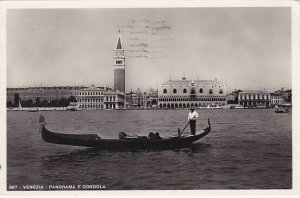 Italy Venezia Panorama e Gondola 1945 Real Photo