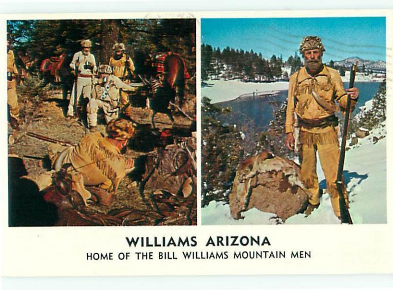 Williams Arizona Home Bill Williams Mountain Man Pelts Flintloc  Postcard # 7181