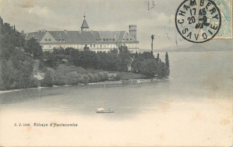 France navigation & sailing topic postcard abbaye Hautecombe fishing vessel