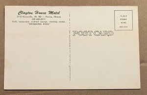 UNUSED  POSTCARD - CLAYTON HOUSE MOTEL, 5712 KNOXVILLE (RT88), PEORIA, ILLINOIS