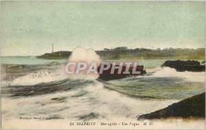 Old Postcard Biarritz Sea shaken A Wave