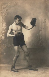 Professional Boxer 1930s France Boxing Sport Vintage RPPC 03.96