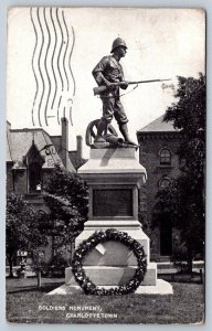 Soldier's Monument, Charlottetown Prince Edward Island, Antique 1912 Postcard