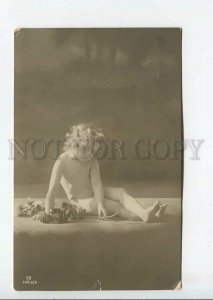 438612 NUDE Kid in SUN LIGHT Flowers NYMPH Vintage PHOTO postcard GGCO. 1943-6