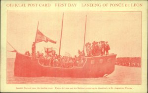 St. Augustine FL Landing of Ponce De Lewon Caravel Boat c1910 Postcard