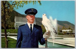 Vtg Colorado Springs CO Air Force Academy Cadet Falconer Holds Mach 1 Postcard