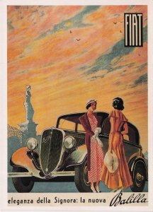 Fiat Balilla 1934 Italian Classic Car Advertising Poster Postcard