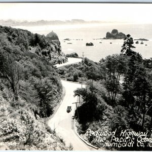 1946 Humboldt Co Calif. Redwood Highway Trends Tree RPPC Real Photo Postcard A68