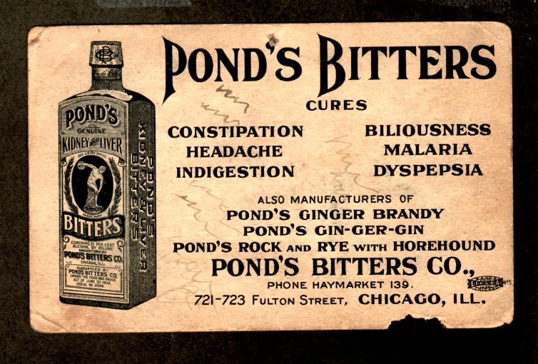 U S Pond's Bitters Advertising Postcard!