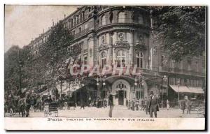 Old Postcard From Paris Vaudeville Theater and Boulevard of the Italians