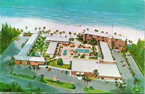 Aerial View Sheraton Sandcastle Motor Inn Sarasota Florida Postcard 1967