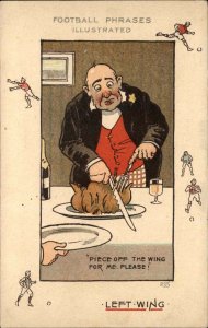 Soccer Comic Football Phrases Slicing Turkey LEFT WING Herriot c1910 Postcard