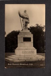 NZ Scott Memorial Statue Christchurch New Zealand Real Photo RPPC Postcard