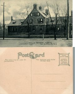 NEW BRUNSWICK N.J. WELLS MEMORIAL HOSPITAL ANTIQUE POSTCARD