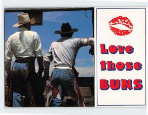 Postcard Cowboys Having Fun Out West Love Those Buns Humor Card