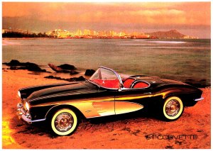 1961 Autobahn Graphics Black & Gold Corvette Convertible 5 x 7, postcard