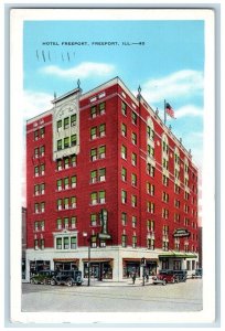 1939 Exterior View Hotel Freeport Freeport Illinois IL Vintage Antique Postcard