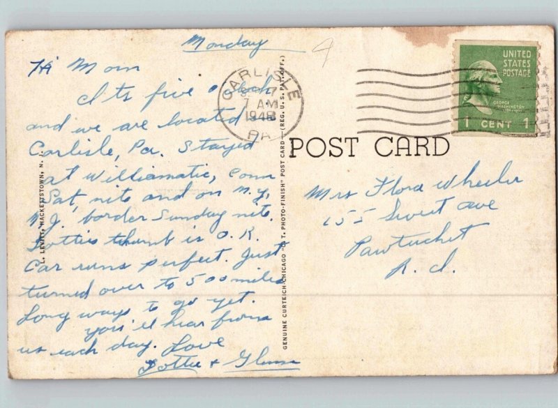 c1948 Post Office Hackettstown New Jersey NJ Postcard