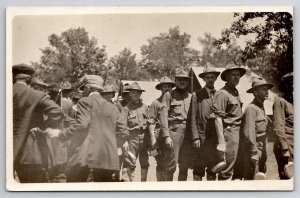 RPPC Attractive US Army Soldiers In Chow Line Real Photo Postcard T22